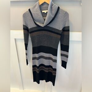 Loft cowl neck striped sweater dress XS